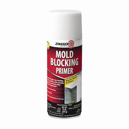 Zinsser Mold Blocking Primer Spray, Interior/Exterior, Flat White, 13 oz Aerosol Can, 6PK 287512